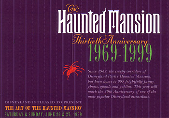 Invitation to Disneyland's Haunted Mansion 30th Anniversary Event.