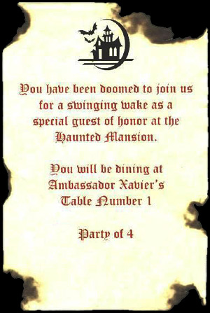 WDW Haunted Mansion Dining Experience Invitation