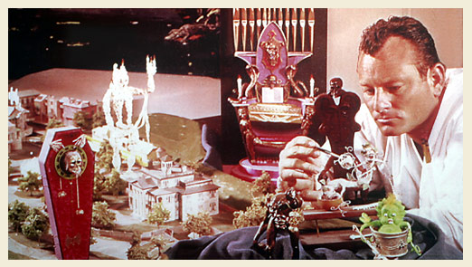 Rolly Crump creating models for his museum of oddities.