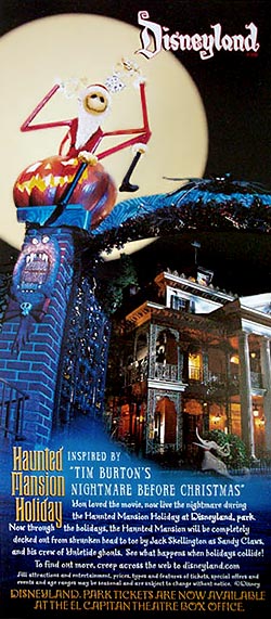 Haunted Mansion Holiday ad flyer, 2001.