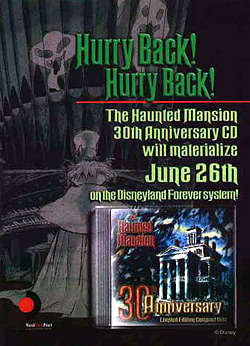 Standee advertising the Haunted Mansion limited edition 30th anniversary CD.