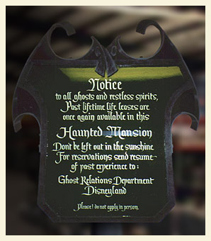 Old Haunted Mansion sign from Disneyland.